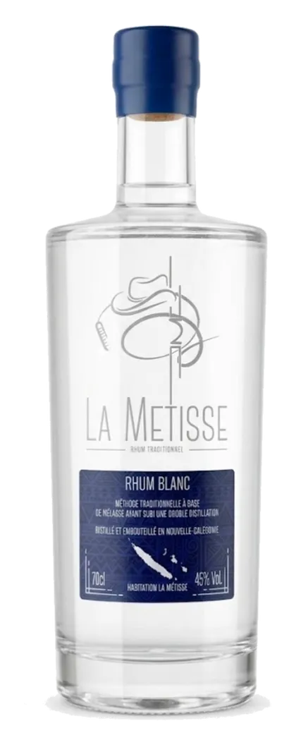 Bouteille La Métisse rhum blanc traditionnel, 70 cl, 45 % vol. — Distillerie Rolland, Nouvelle-Calédonie
